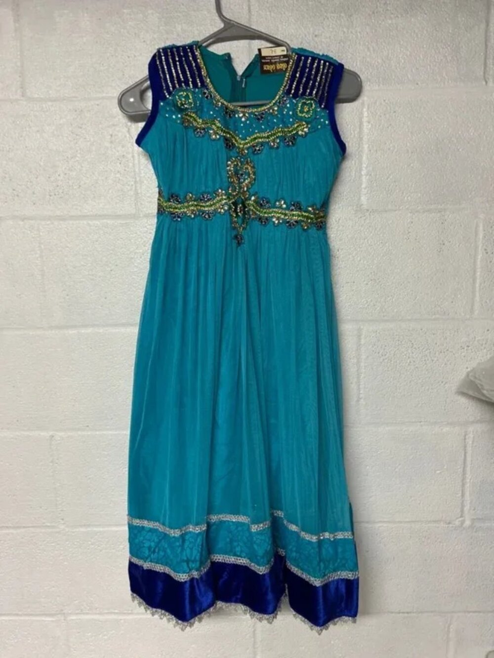 Dress Indian blue embellished
